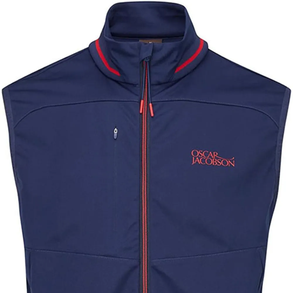Oscar Jacobson Rolfe Tour Gilet - Navy/Jewel Red Plain Design Abrasion Proof Edging