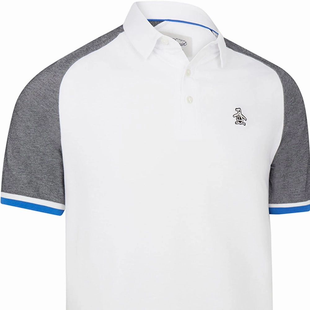 Smart Wear Airflow Mesh Panels Original Penguin Raglan Colour Block Polo Shirt - Bright White