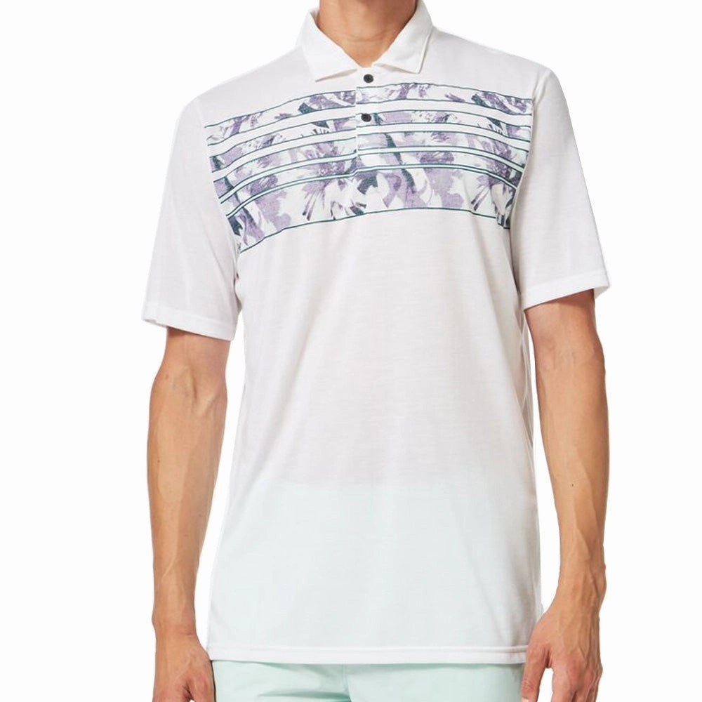 Oakley Azalea Stripe Polo Shirt - White Heather Chill Comfort Summer Fashion