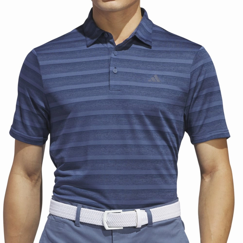 Chic Smart Moisture Wicking Technology adidas 2 Colour Stripe Polo Shirt - Collegiate Navy/Preloved Ink