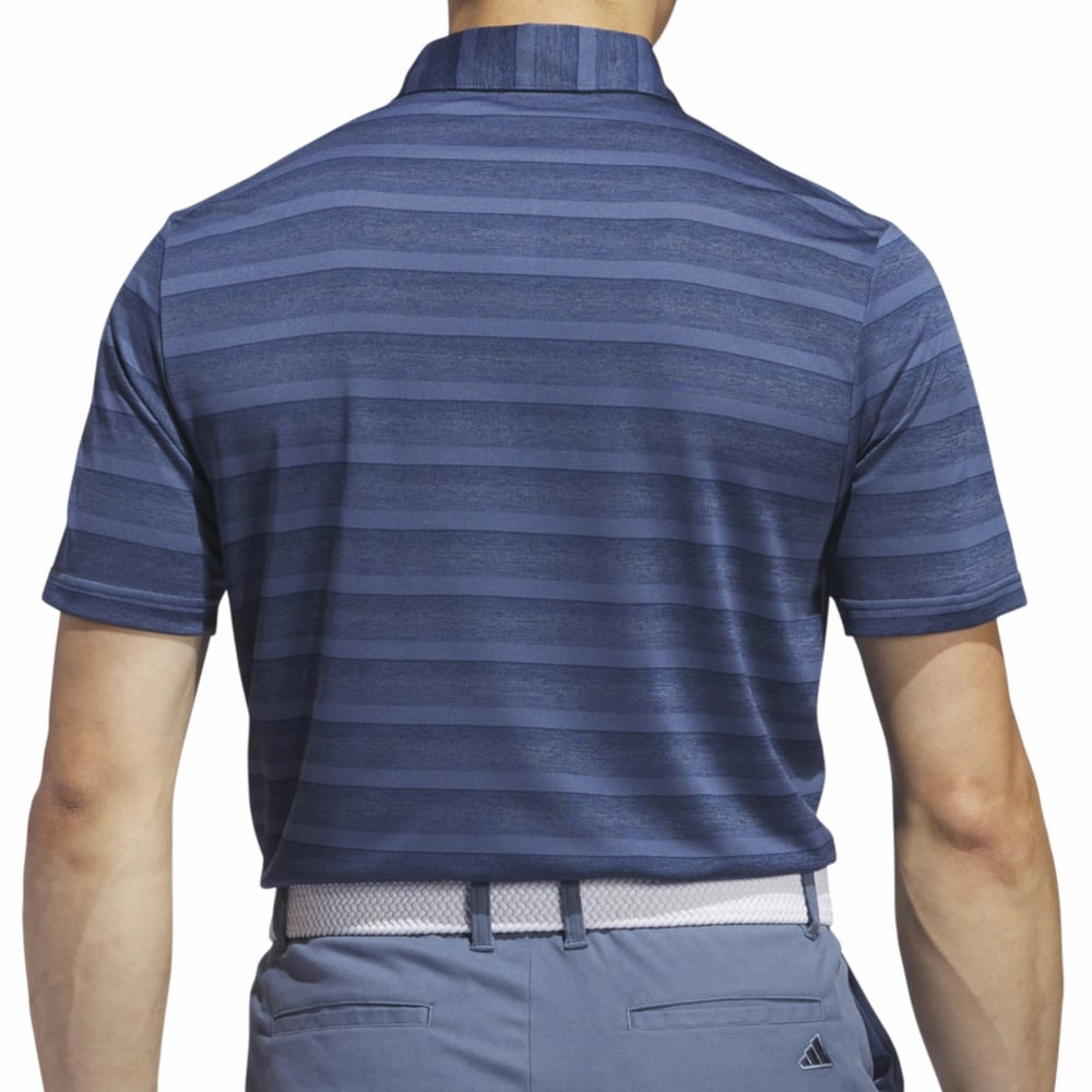 Soft touch finish Adaptable adidas 2 Colour Stripe Polo Shirt - Collegiate Navy/Preloved Ink