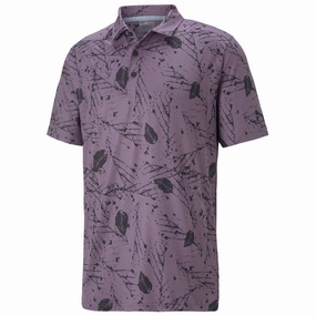 windproof Stylish and Cozy Puma Cloudspun Frequency Polo Shirt - Purple Charcoal/Black