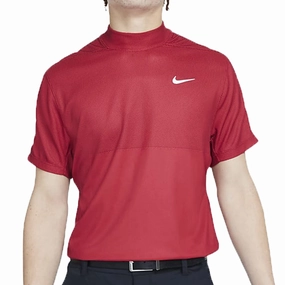 No Shrink Technology Ruffled edges Nike Dri-FIT Tiger Woods Dri Mock Polo - Gym Red