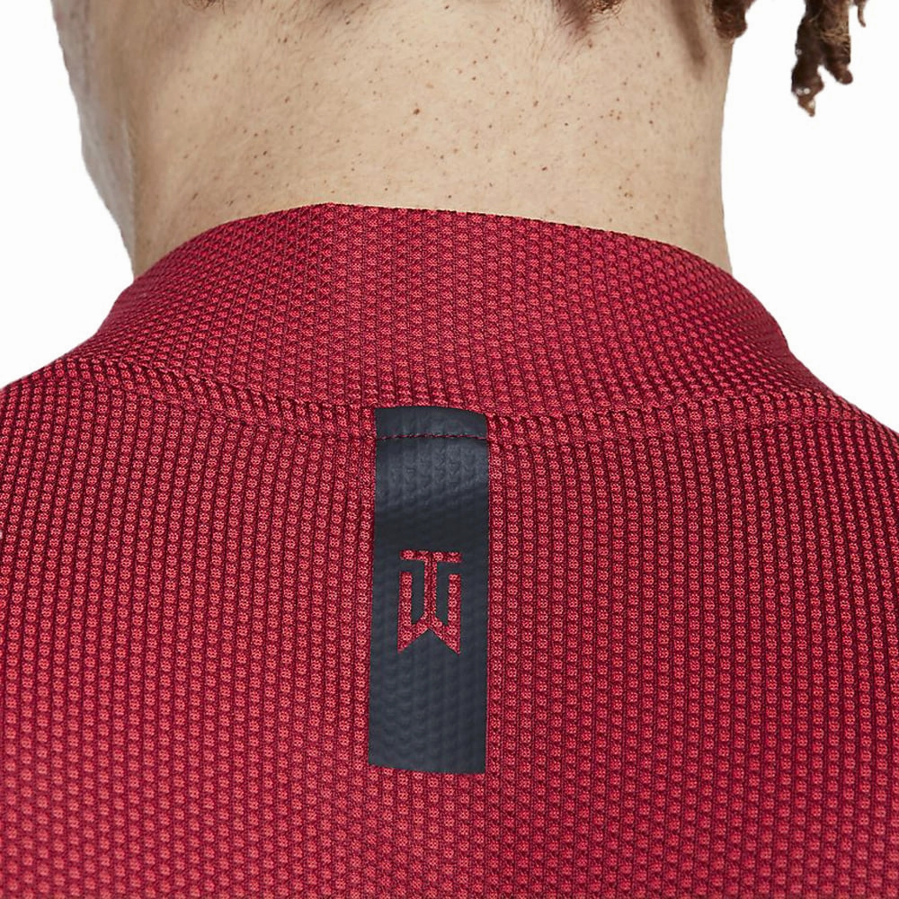 Tight fit sexiness Heathered Texture Nike Dri-FIT Tiger Woods Dri Mock Polo - Gym Red