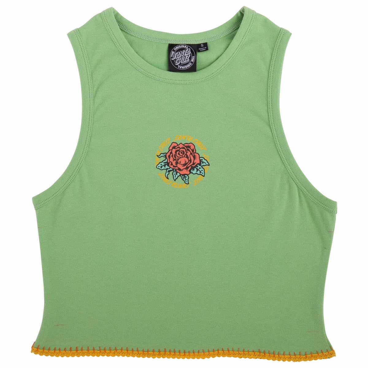 Ultra Thin Layers Santa Cruz Womens Ringed Arrangement Cropped Muscle Tank Top - Fern