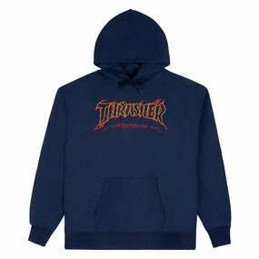Thrasher Cracked By Exteenager Hoodie - Navy Anti Static Finish