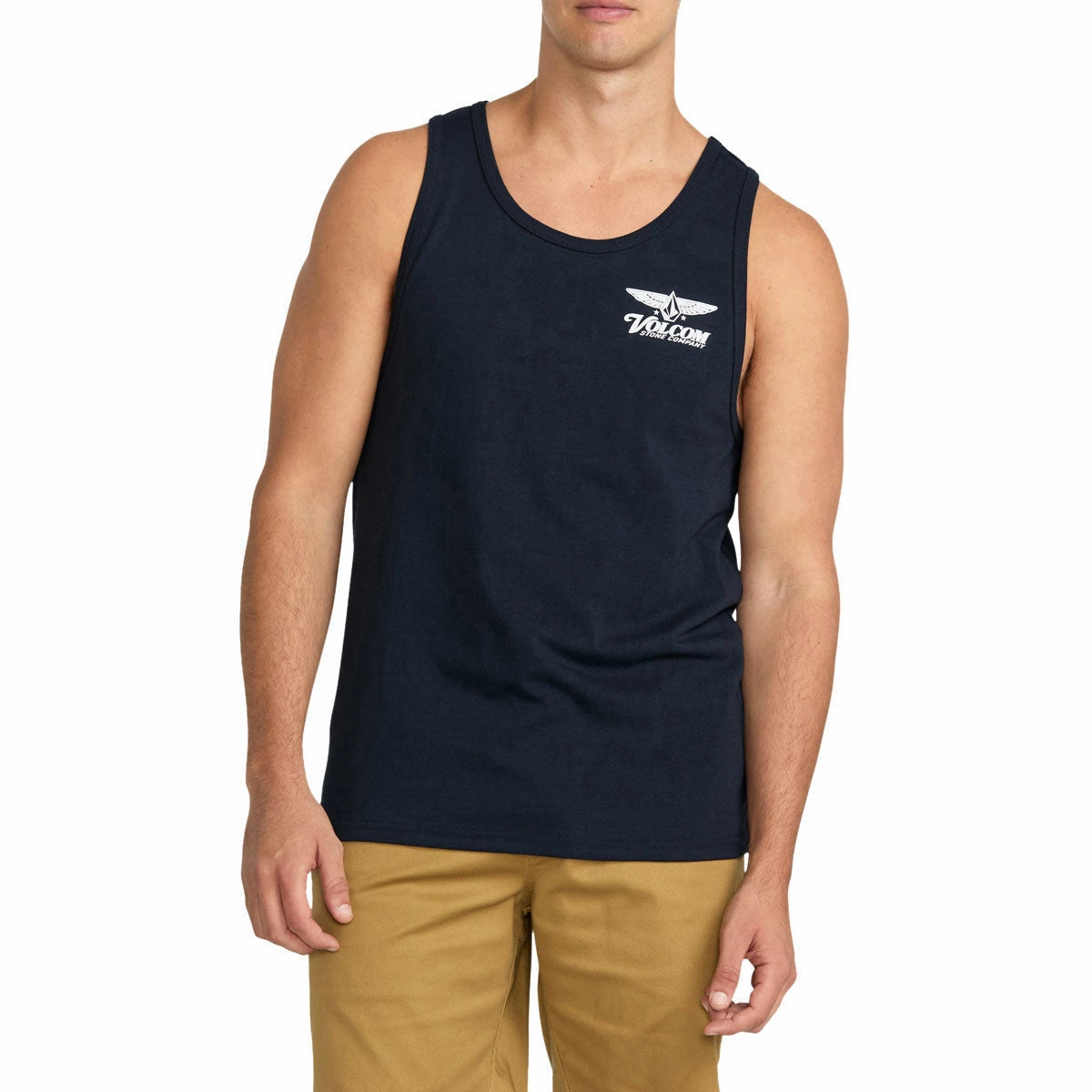 Volcom Revel Tank Top - Navy Reinforced Zippers Quilted Pattern