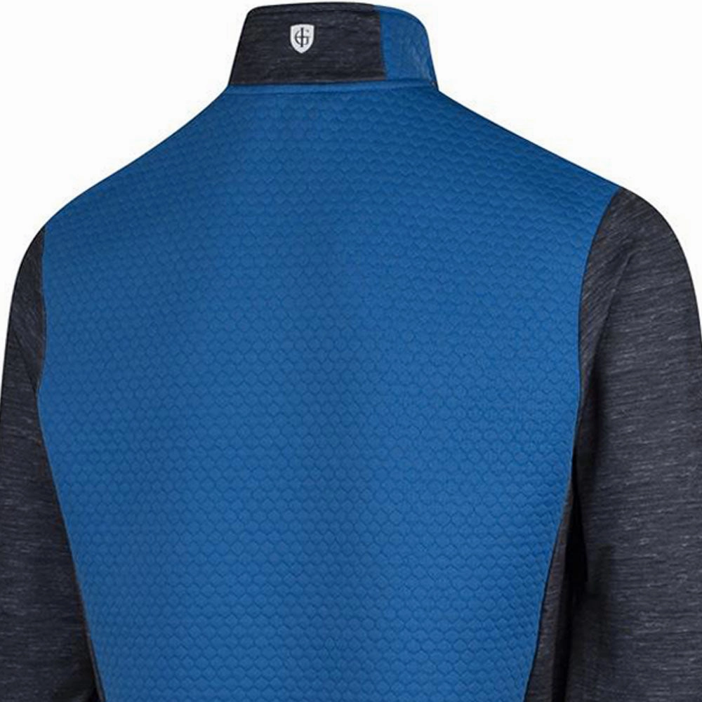 Lightweight Hoodie Trendy Comfort Island Green Hexagon Panelled Top Layer - Mid-Blue