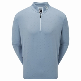crew neck Effortless Fashion FootJoy Pin Dot Print Chill-Out Pullover - Denim/Bluestone/Azure