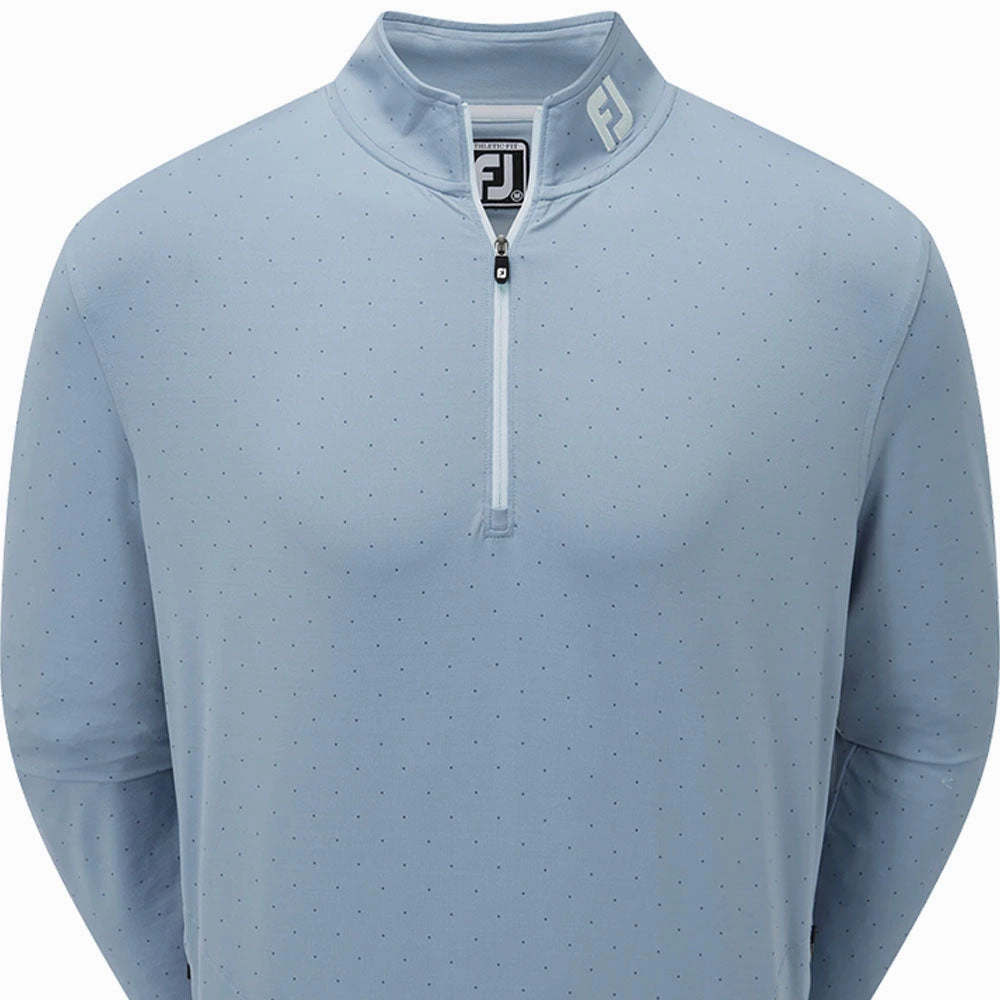 Designer FootJoy Pin Dot Print Chill-Out Pullover - Denim/Bluestone/Azure