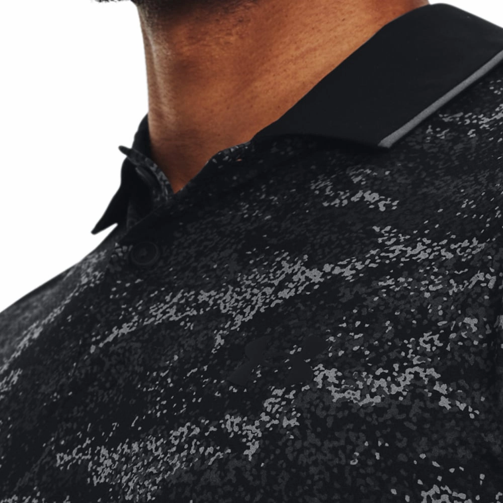 Cozy and Fashionable Non Restrictive Fit Under Armour Iso-Chill Edge Polo Shirt - Black/Pitch Grey
