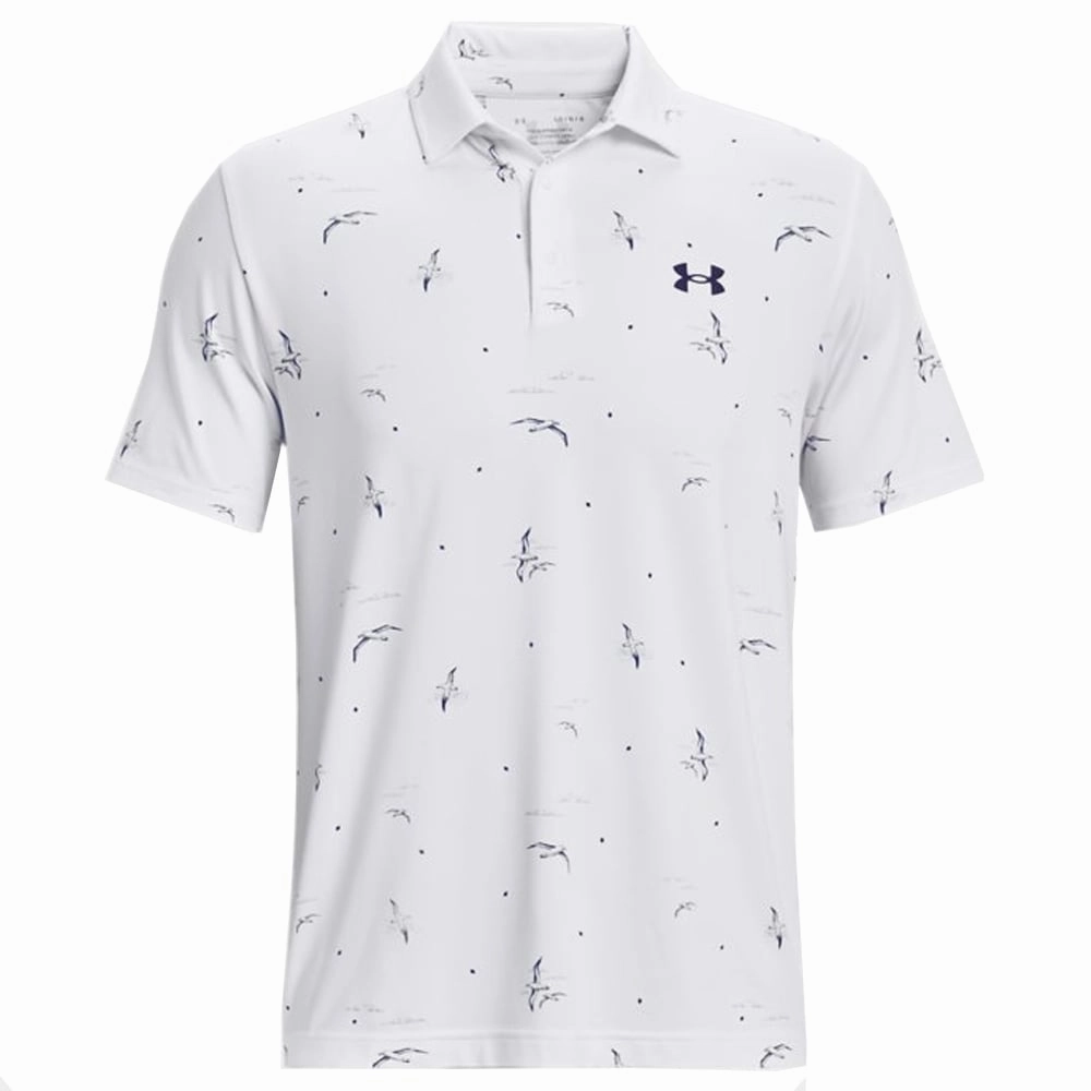 Under Armour Playoff 3.0 Printed Polo Shirt - White/Midnight Navy Fashion Fit