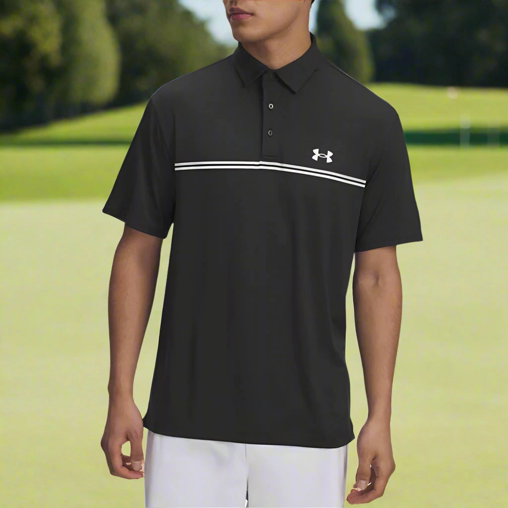 Under Armour Playoff 3.0 Stripe Polo Shirt - Black/Summit White/White Affordable Fashion Stretch Fabric Technology