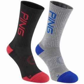 gradient Full finger Ping Logo Socks (2 Pack) - Grey/Black