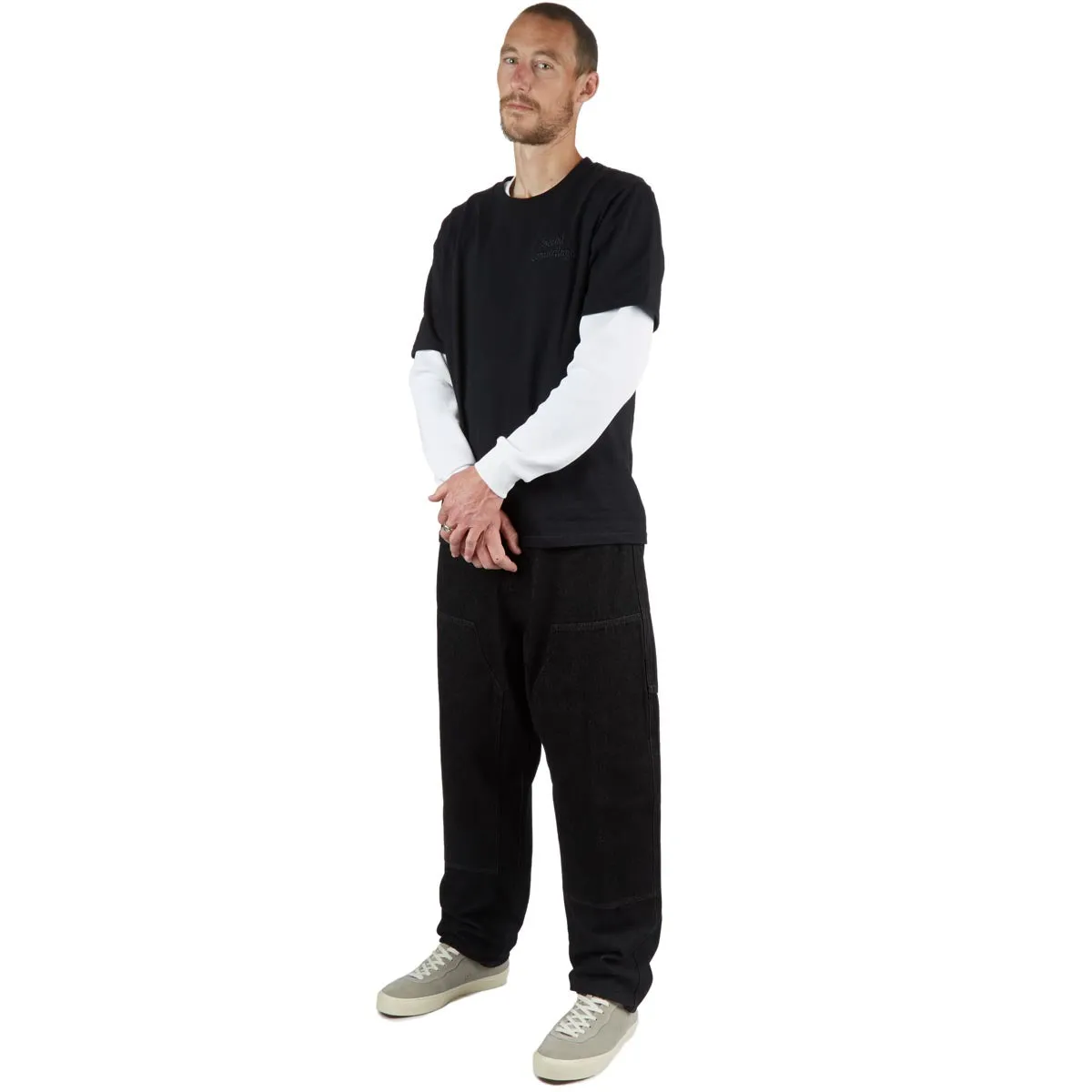 Lightweight Layer CCS 4x4 Reinforced Baggy Taper Denim Jeans - Black