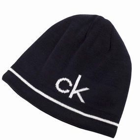 Music Festival Style Calvin Klein React Reversible Beanie - Navy/White
