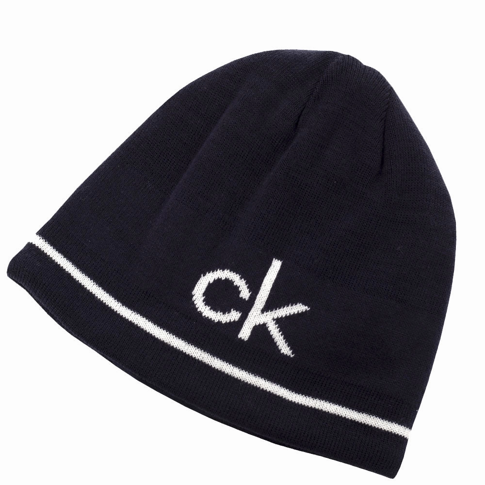 Music Festival Style Calvin Klein React Reversible Beanie - Navy/White