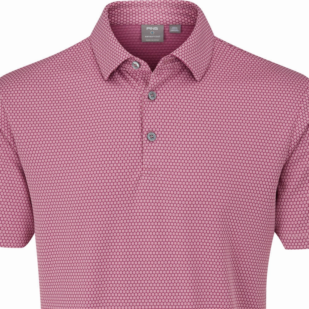 Heather Texture Finish Comfort Wearable Ping Halcyon Polo Shirt - Wild Rose Multi