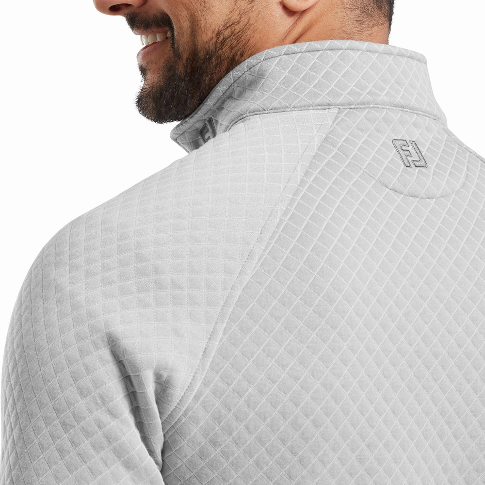 button detail Logo Emblem FootJoy Jacquard Thermal 1/4 Zip Chillout - Grey