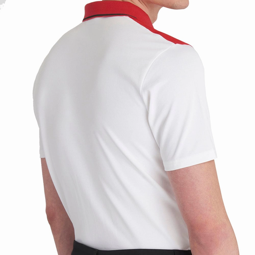 Minimalist Wear Tagless Neckline Calvin Klein Pacific Grove Polo Shirt - White/Cardinal Red