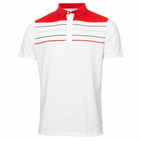 Comfortable And Trendy Light Comfort Style Calvin Klein Pacific Grove Polo Shirt - White/Cardinal Red