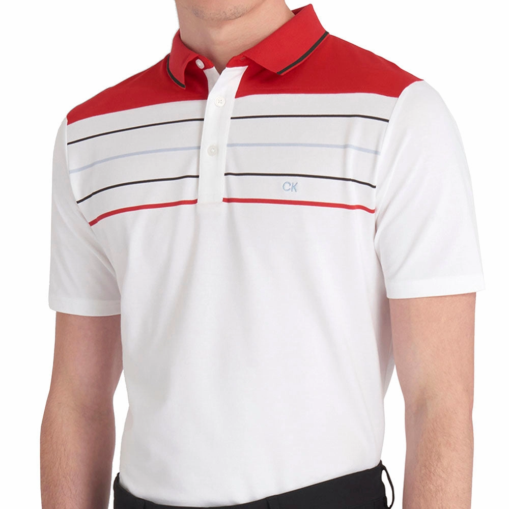 Unisex versatility Calvin Klein Pacific Grove Polo Shirt - White/Cardinal Red