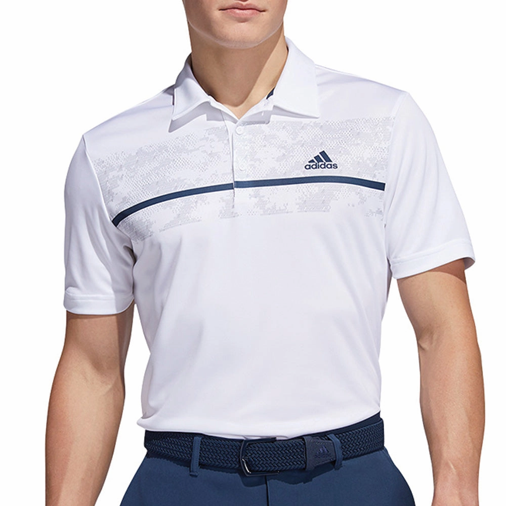 adidas Chest Print Polo Shirt - White Casual Layer Wear Essential Style Wear