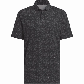 Versatile Layering Reinforced Shoulder Seams adidas Ultimate365 Micro Argyle Polo Shirt - Black/Carbon