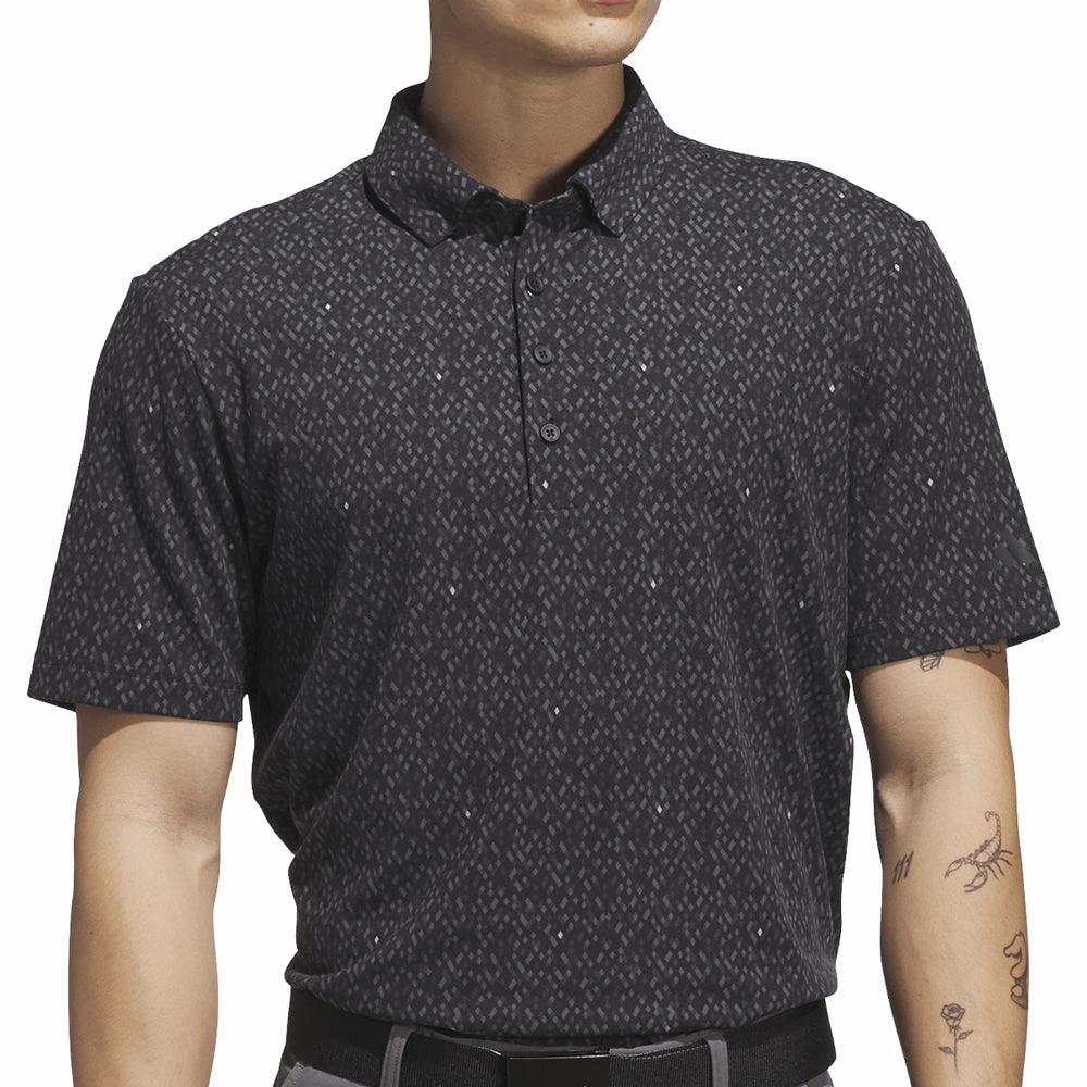 adidas Ultimate365 Micro Argyle Polo Shirt - Black/Carbon Seasonal Layering