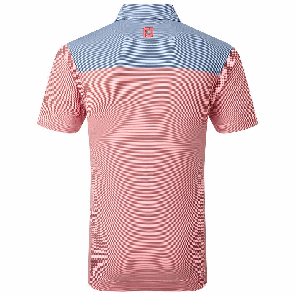 Party fun Comfy Essentials FootJoy End-On-End Block Polo Shirt - White/Racing Red/Twilight