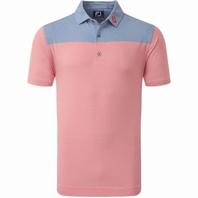 Simple Chic FootJoy End-On-End Block Polo Shirt - White/Racing Red/Twilight
