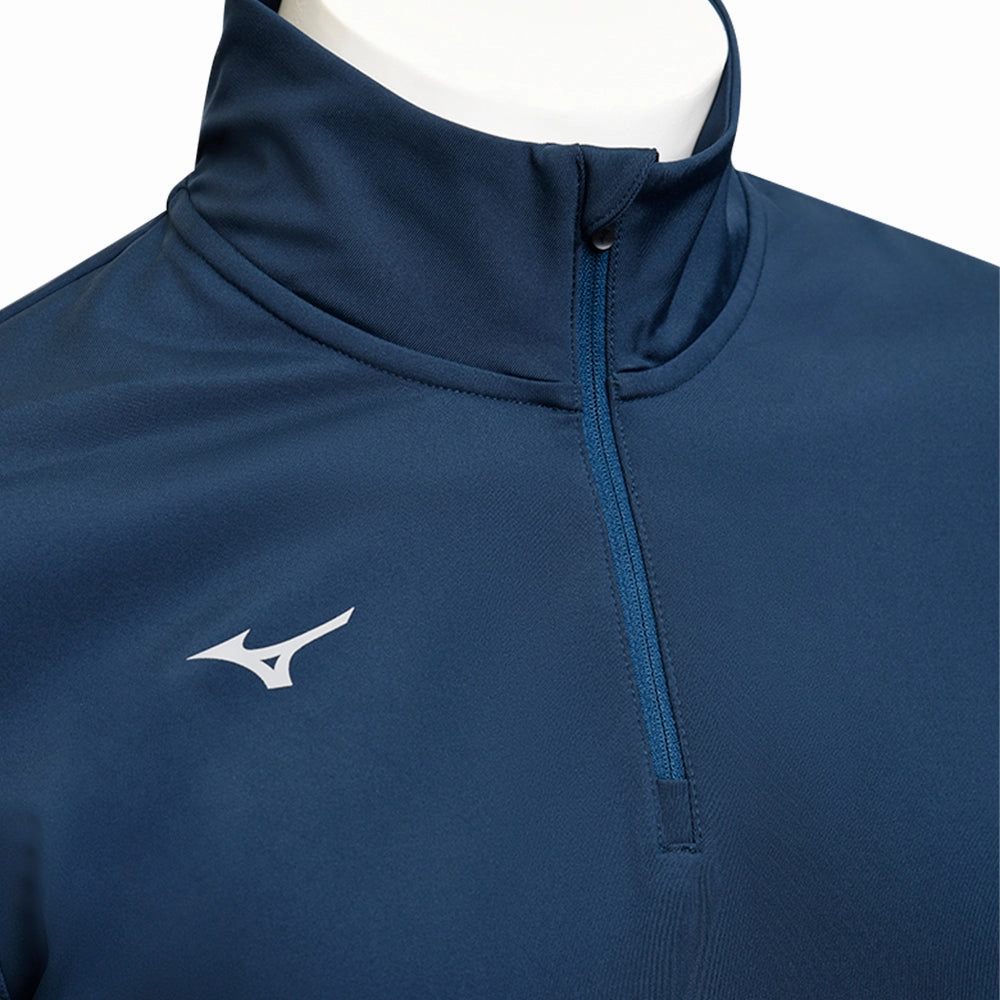 Embroidered Logo Comfortable Wear Mizuno Drop 1/4 Zip Pullover - Navy