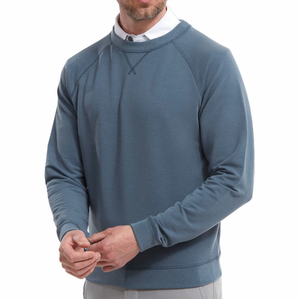 fit for home Comfortable Outfit FootJoy French Terry Crew Neck Sweater - Heather Ink