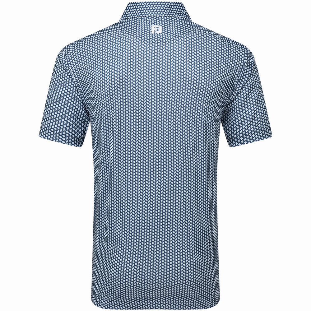 Premium Cotton Blend Perfect Layer Wear FootJoy Houndstooth Geo Lisle Polo Shirt - Dark Denim