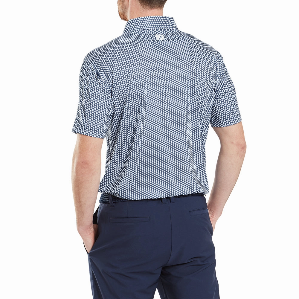 Classic Style Trend FootJoy Houndstooth Geo Lisle Polo Shirt - Dark Denim