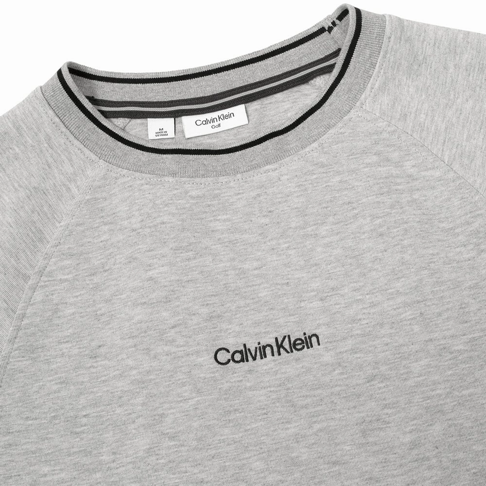 Calvin Klein Rendell Crewneck Sweater - Silver Marl Long Sleeve tag accents
