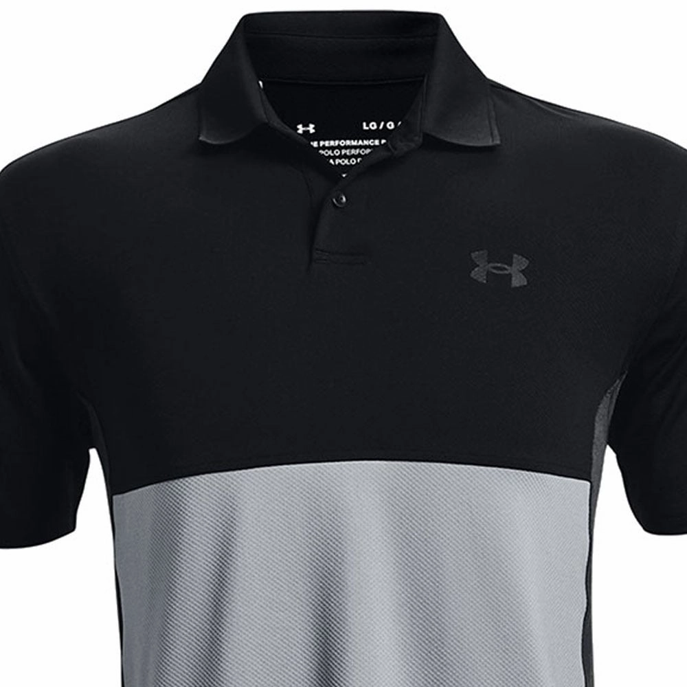 Edgy Under Armour Performance Blocked Polo Shirt - Black/Steel