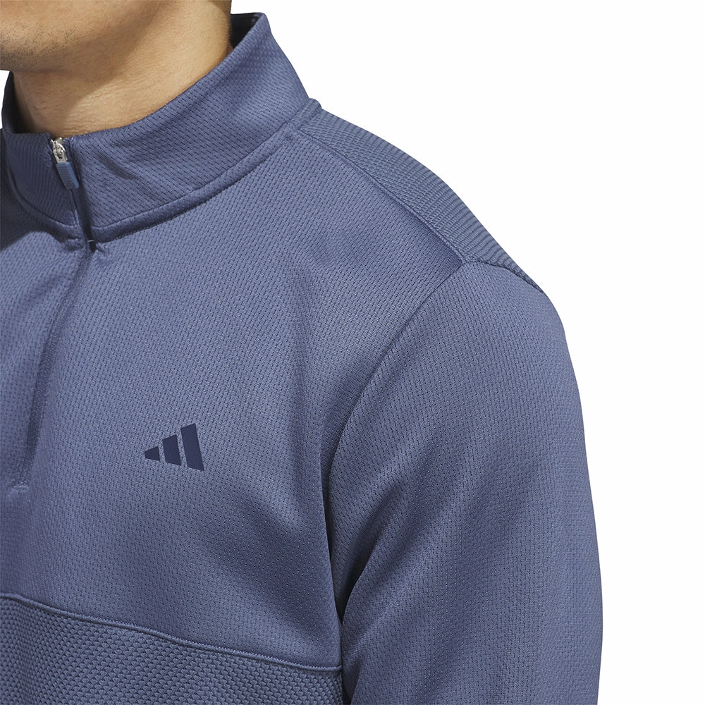 adidas Textured 1/4 Zip Pullover - Preloved Ink Minimal Comfort