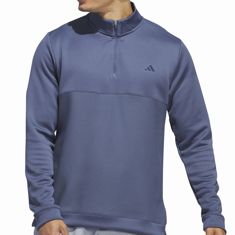 adidas Textured 1/4 Zip Pullover - Preloved Ink Suede All Season Wear