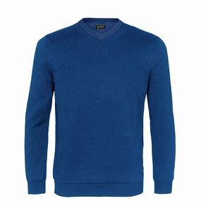 Island Green Supersoft Fine Knit V Neck Sweater - Marine Warm Fashion