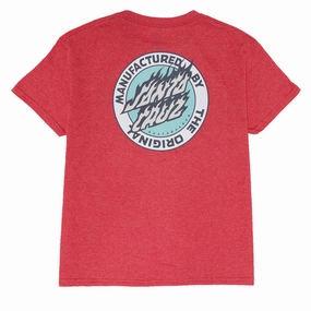 Santa Cruz Youth Flamed MFG Dot T-Shirt - Heather Red Trendy Top