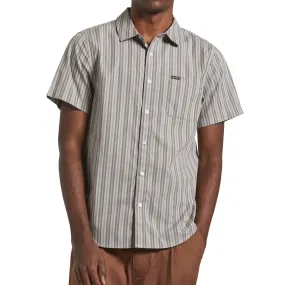 Graphic Art Flexible Material Brixton Charter Stripe Shirt - Charcoal Grey