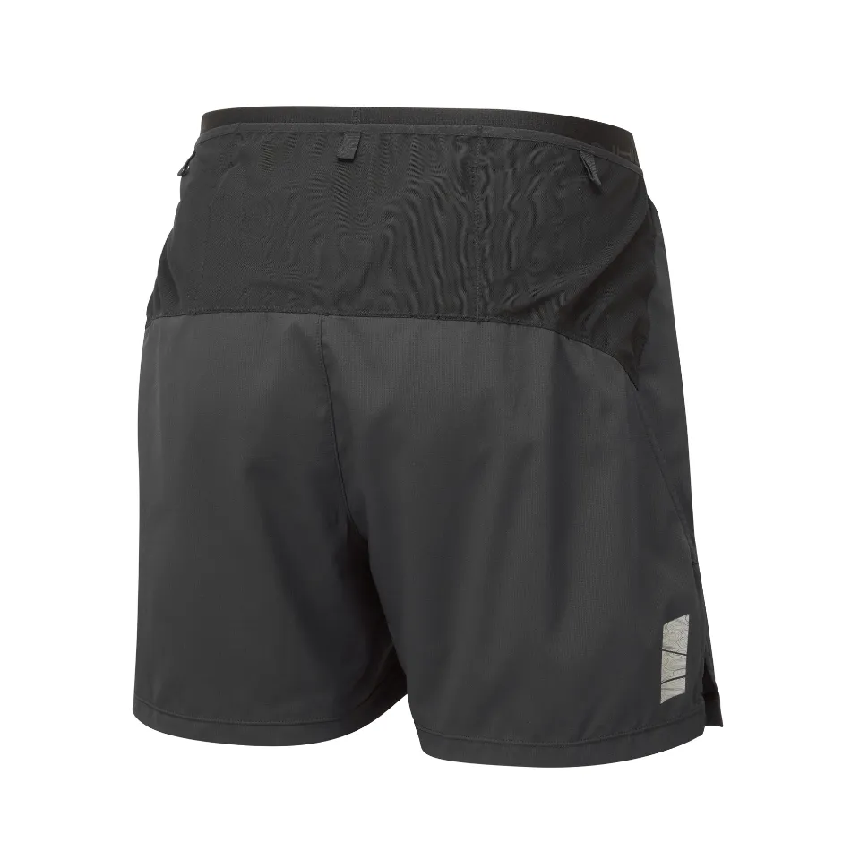 Ronhill Men's Tech All-Terrain 5 Inch Short in All Black SS25 Breathable Material Adjustable Waist