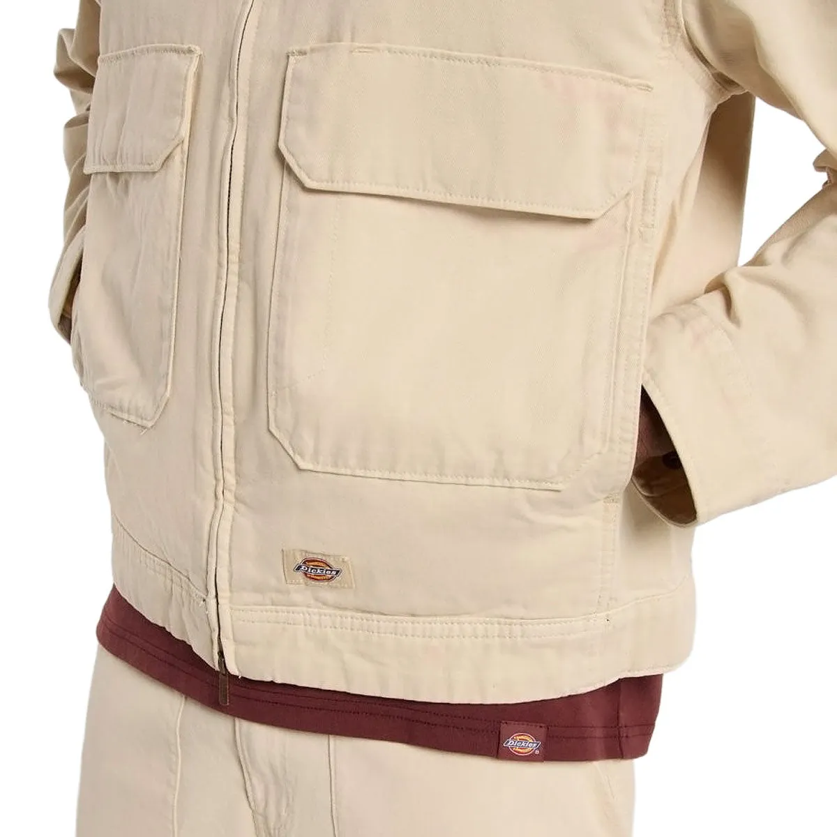 Urban Explorer Look Logo Free Style Dickies Fort Smith Trucker Jacket - Wood Ash