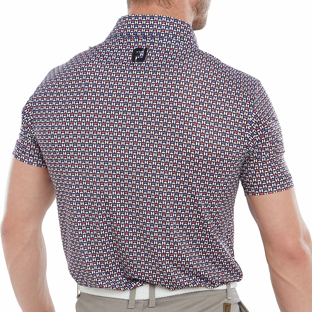 MinimalistStitching FootJoy Half Moon Geo Polo Shirt - Black/White/Orchid/Violet