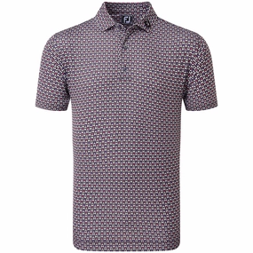 Crew Neck Design FootJoy Half Moon Geo Polo Shirt - Black/White/Orchid/Violet