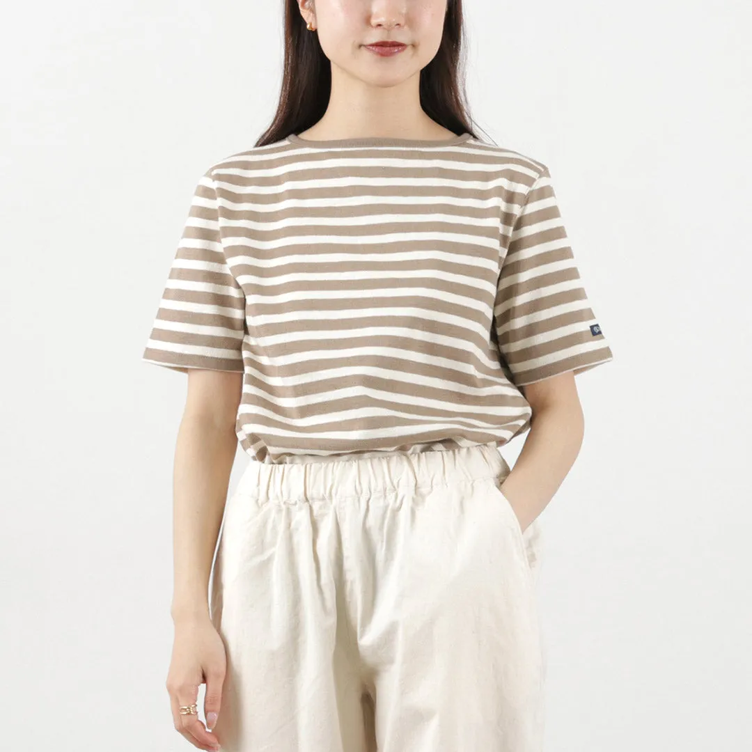 TIEASY / HDCS Boatneck Short Sleeve Striped Basque Shirt Everyday Trend Relaxed Everyday Wear