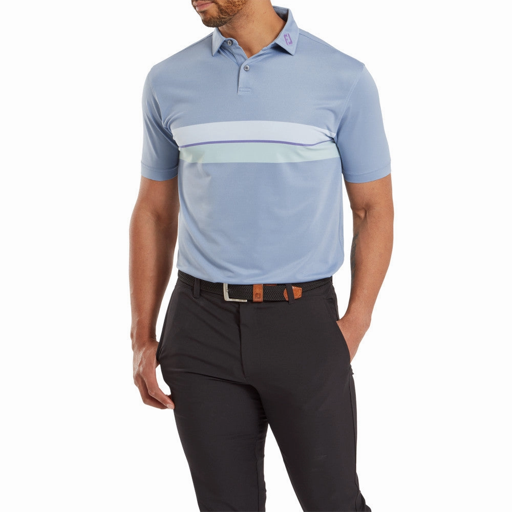 Holiday Comfort Style Street Outfit FootJoy Double Chest Band Pique Polo Shirt - Storm