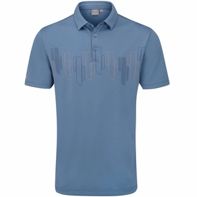 Durable Style Ping Arizona Cactus Print Polo Shirt - Coronet Blue