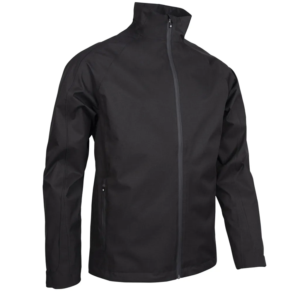 Sunderland Typhoon Waterproof Golf Jacket - Black High Collar Design AdjustableHem